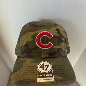 ’47 Chicago Cubs Clean Up Camo Adjustable Hat Cap One Size Green Brown Black